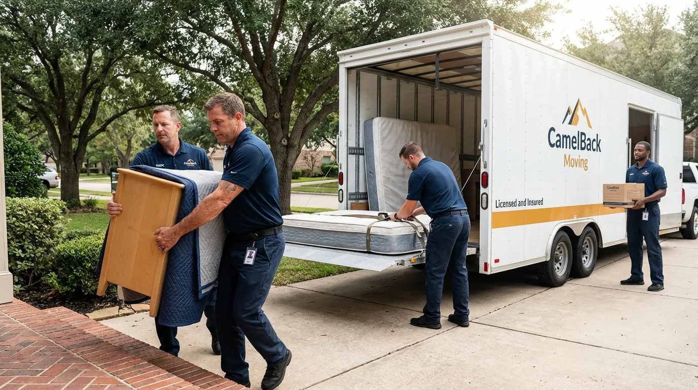 Crew loading residential truck for cross-state move from Idaho Springs, CO