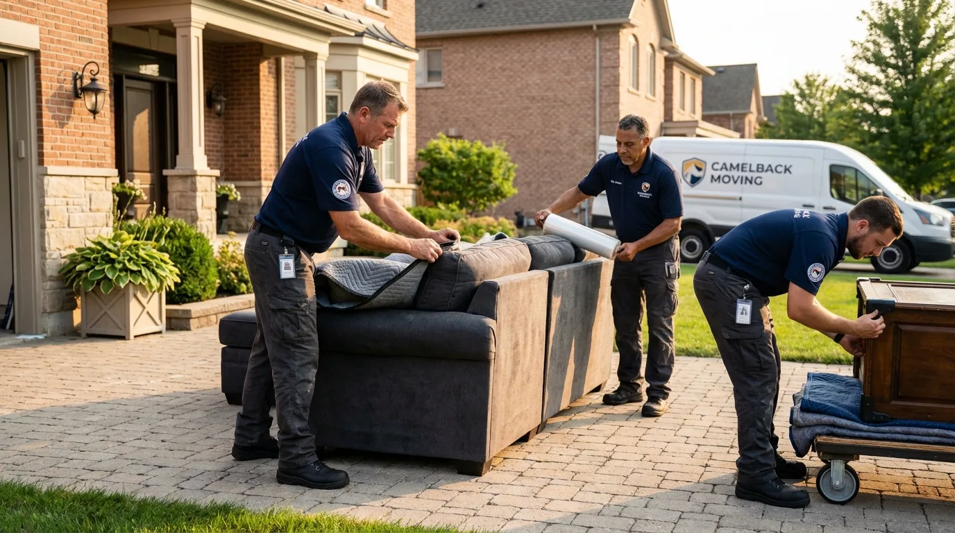 Large estate moving crew wrapping furniture in Idaho Springs, CO