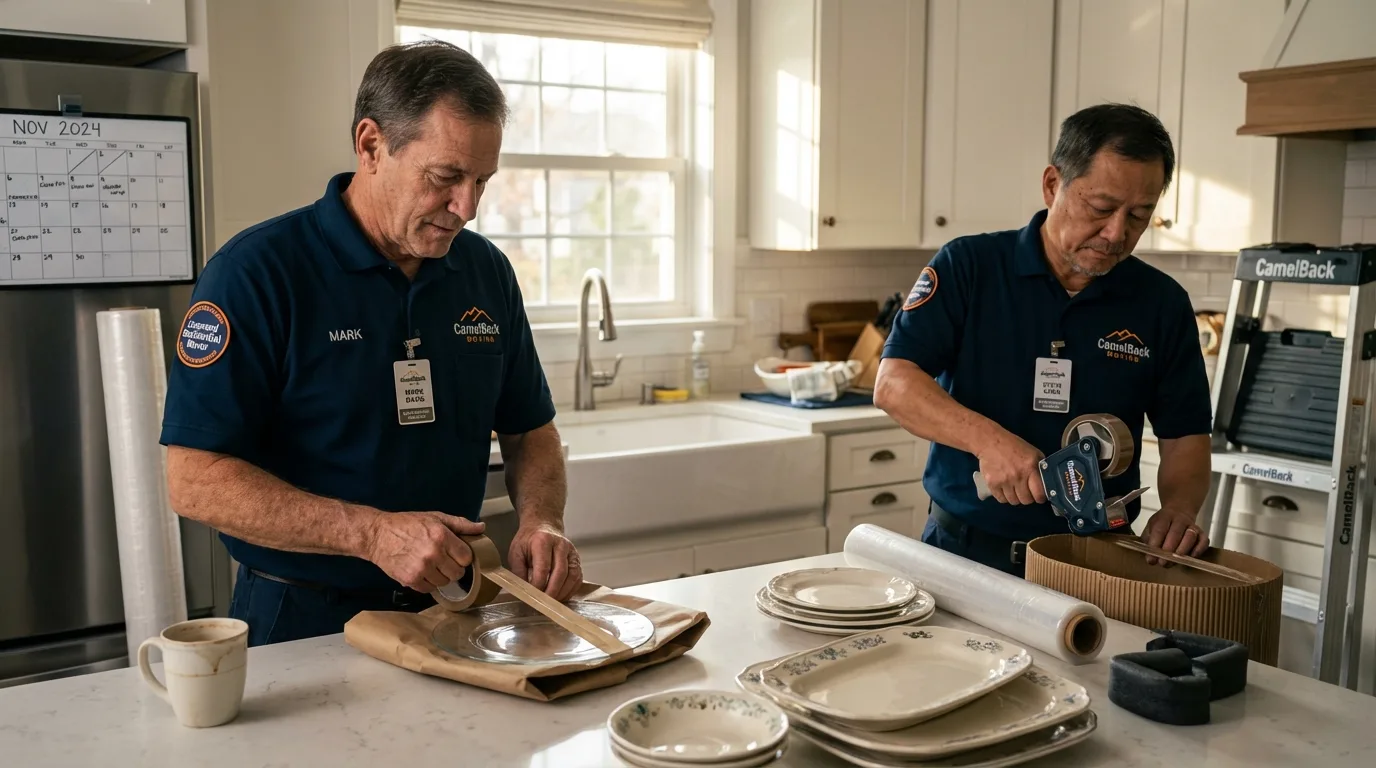 Professional crew packing kitchen dishware in Idaho Springs, CO